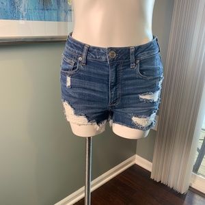 American Eagle Hi-Rise Distressed Denim Shortie 8